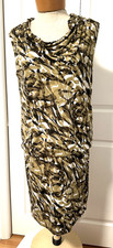 Michael Kors Camo Dress Womens Medium Green Sleeveless Blouson Cowlneck Stretch