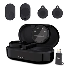Wireless Lavalier Microphone for iPhone/Android with USB C/Lightning (2 TX+1 ...
