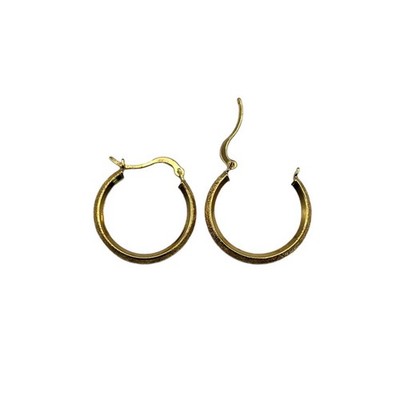 9ct 9k Yellow Gold Sawdust Texture Round Hoop Earrings 19mm 0.76 Grams Brand New