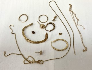 9ct 375 Yellow Gold Scrap Lot Spares/Repairs 3.87gm Jewellery Parts/Repair