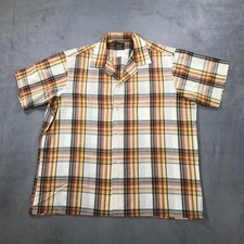 True Vintage 60s Sears Perma Prest Button Up Shirt Mens Large Plaid Straight Hem