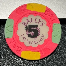 $5 BALLY'S CASINO CHIP POKER CHIP LAS VEGAS NEVADA GAMBLING TOKEN