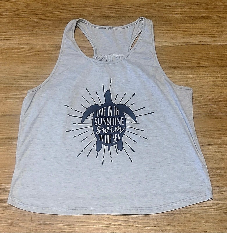 Womens Gray Tank Top. Front Turtle Design. Cute, Comfortable. Gently Worn