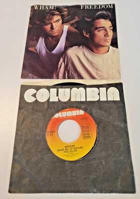Wham 7'' vinyl record LOT Freedom Wake Me Up Before You Go-Go Picture Sleeve EX