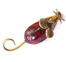 Vintage damascene toledo jelly belly mouse brooch