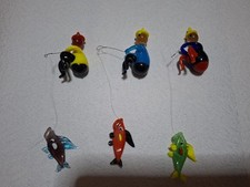 Lauscha Glas Figuren Angler 3 Stück Glasfiguren Sammlerfiguren