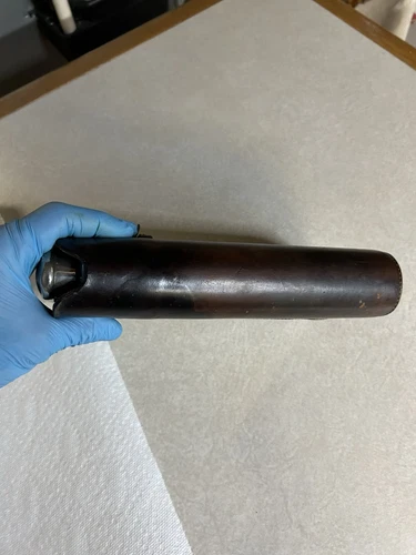 Antique Double Barrel Leather Flask ,Crystal Inserts/Silver Caps Extremely Rare - Picture 19 of 20