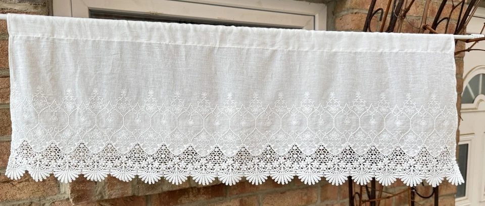 Hochwertige Scheibengardine mit Stickerei Spitze Baumwolle Landhaus Shabby Chic - Bild 3 von 4