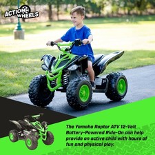 Kids Ride On Toy ATV Yamaha Raptor Quad Bike 12V Battery Powered Black Green