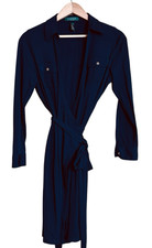 Lauren Ralph Lauren Dark Navy Blue Stretch Jersey Wrap Designer Dress P/L