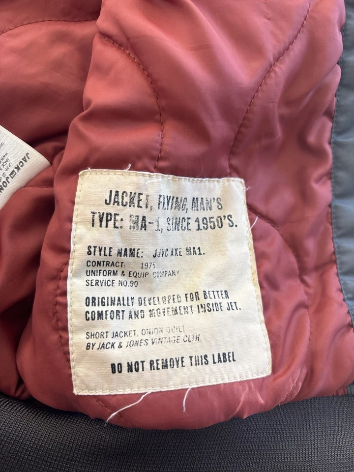 Jaqueta Bombardeiro Jack & Jones Vintage MA-1 Azul Masculina Grande 2016 - Imagem 3 de 4