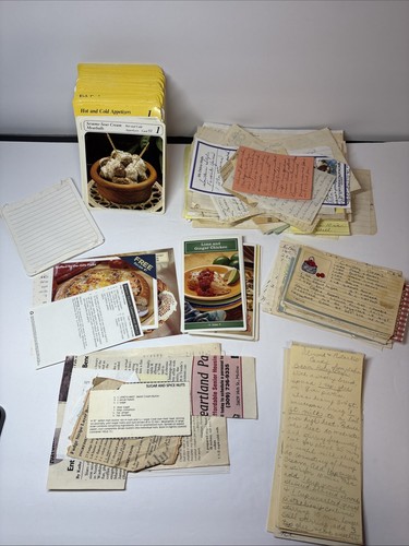 Vtg Lot of Handwritten Recipes Clippings & 3x5 My Great Recipe Cards 200 Recipes