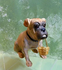 Early German Boxer Dog Candy Container - 5", Germany, Mache, Glass Eyes