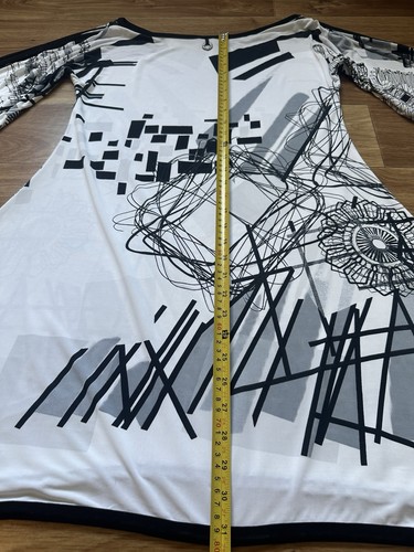 Save The Queen! Y2K Tunika Kleid Abstrakt Kunstdruck Cold Shoulder XL Italy - Bild 20 von 20
