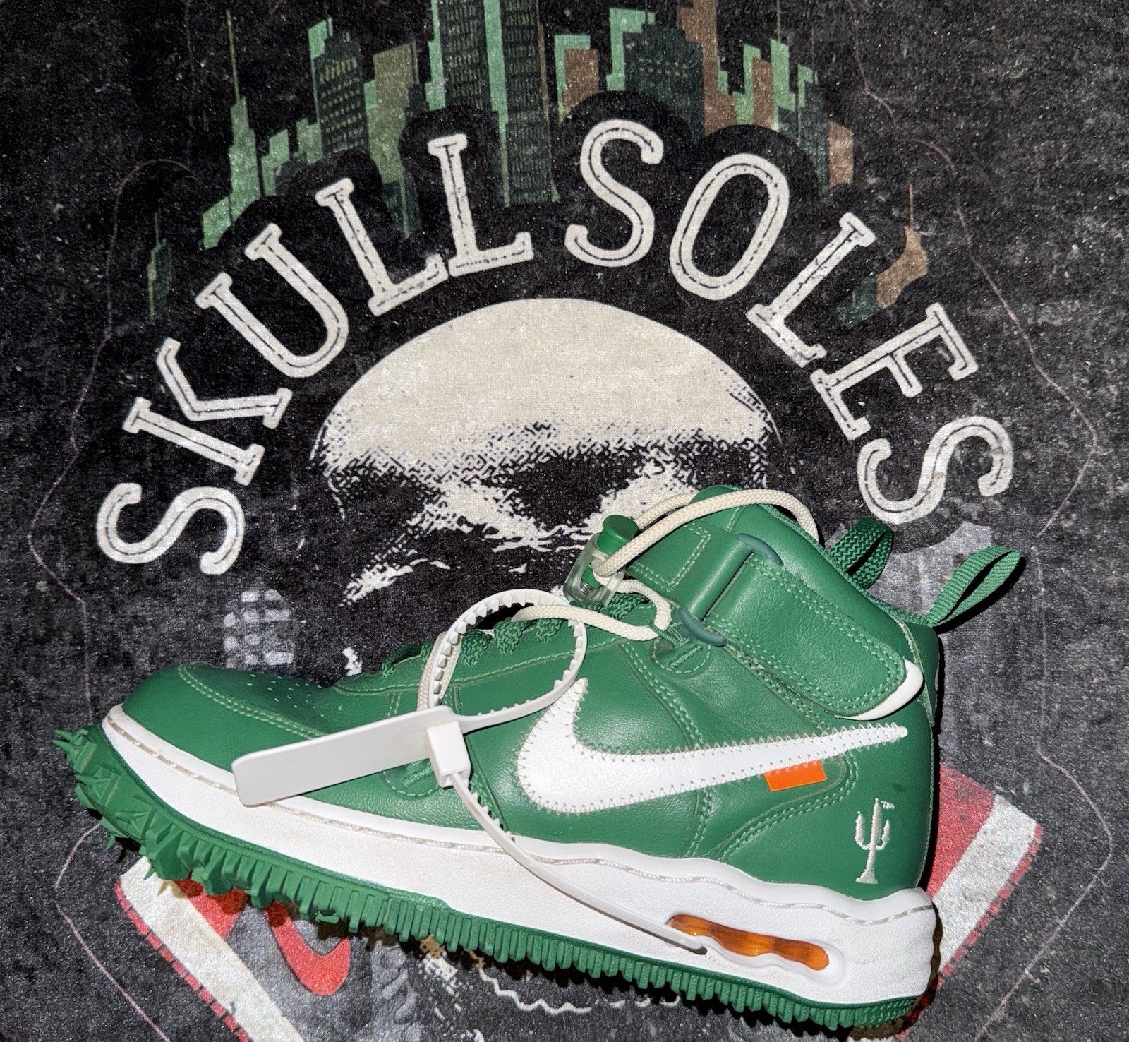OFF WHITE X NIKE Taglia 6 5 Nike Off White x Air Force 1 SP pelle verde pino medio