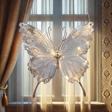 Butterfly Acrylic Suncatcher, Fairy Window Hanging, Iridescent Decor Gift for