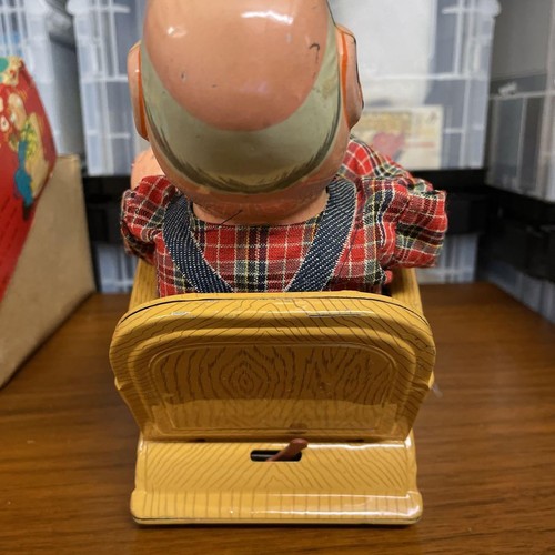 Marusan Tin Toy Smoking Grand Pa Figure W/BOX F/S FEDEX - Picture 3 of 16