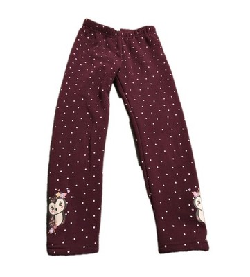kuschelig warme Leggings Gr. 110 Topolino Pflaume m. weißen Punkten & Eulenprint