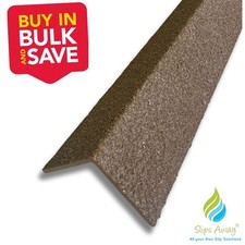 GRP Stair Tread Nosings Heavy-Duty Non-Slip Step Edge Protection - BROWN 55x55mm