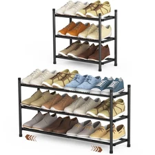 Expandable Shoe Rack, 3 Tier Shoe Rack for Closet, Stackable Adjustable Stand...