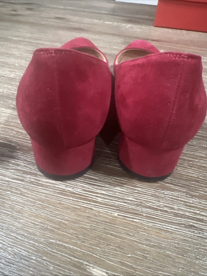 Manolo Blahnik Listony 麂皮蔓越莓粗跟 35.5 码 — 第 3/4 张图片