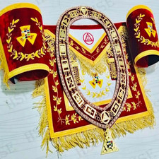 NEW EMBROIDERED MASONIC ROYAL ARCH PHP APRON WITH COLLAR AND CUFFS JEWEL- B2B