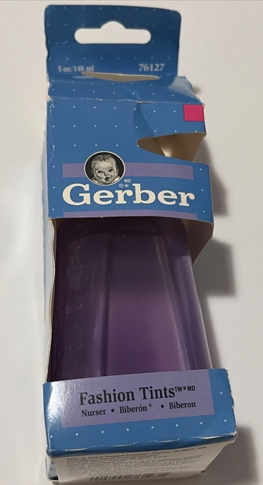 VTG Vintage 1996 Gerber Baby Bottle Fashion Tints Plastic Nurser rare purple 5oz