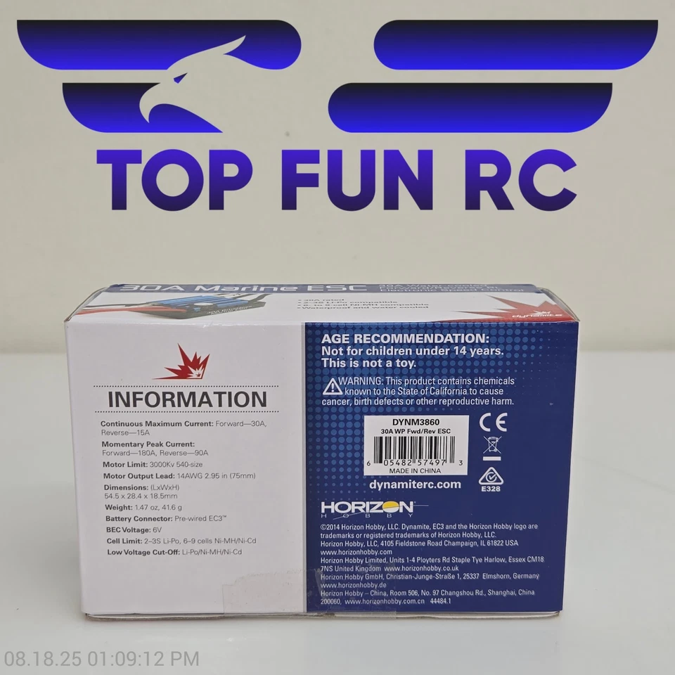 Dynamite 30A BL Marine ESC/Electronic Speed Control 2-3S - Image 2 of 2