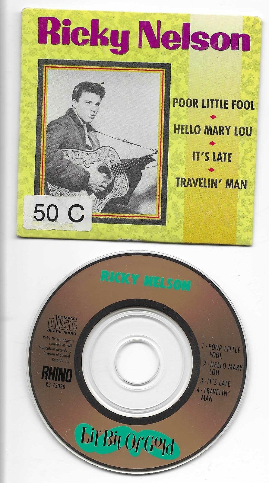 RICKY NELSON Lil Bit of Gold Poor Little Fool MINI 3 INCH CD single 1988 CD3 USA