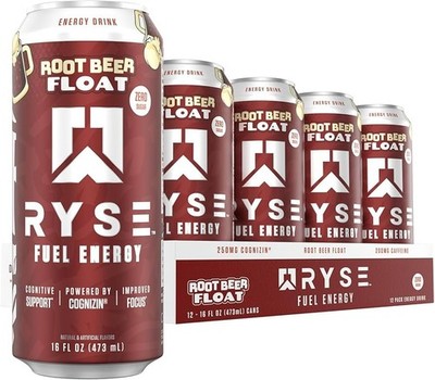 RYSE Fuel Energy Drink - Root Beer Float - Sugar Free - 200mg 12 pack