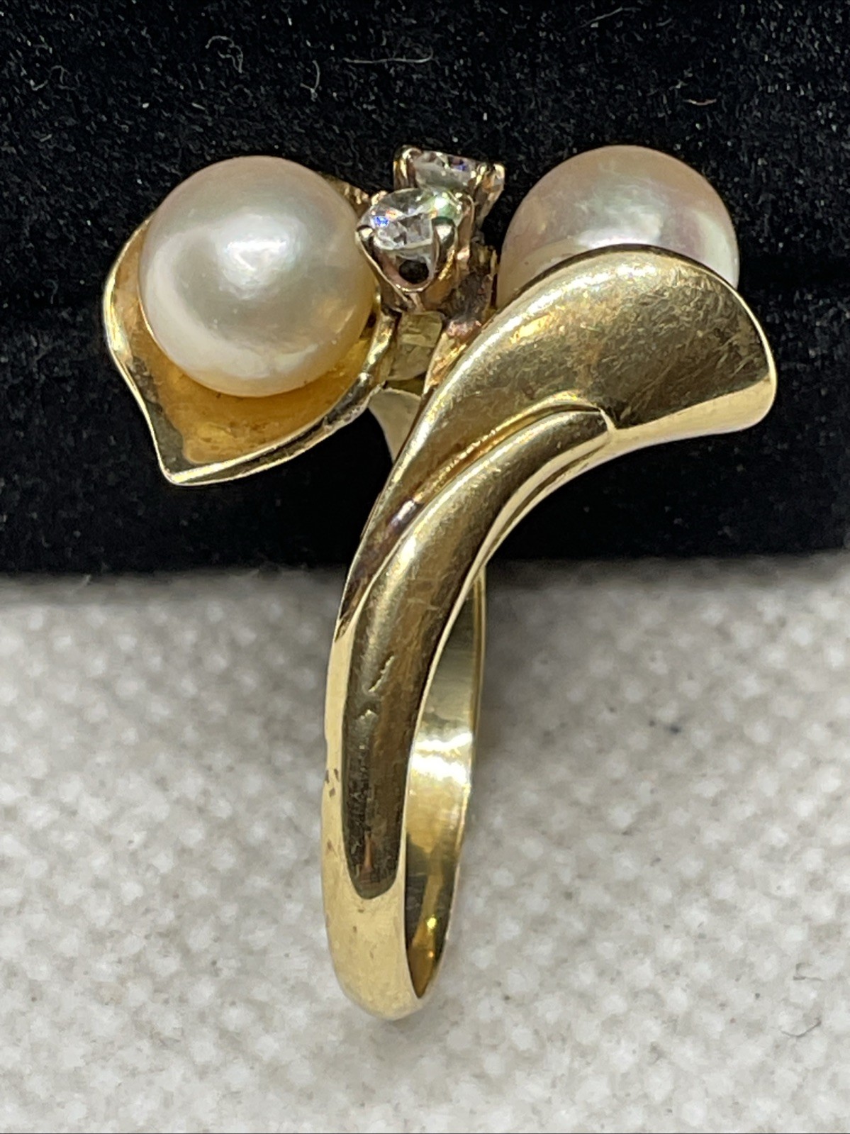 BEAUTIFUL Solid 18K Yellow Gold White Pearls & Di… - image 18