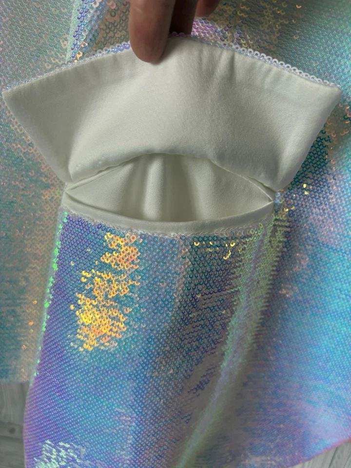 Nadine Merabi Sequin Blazer White Iridescent Jacket Size XL UK 16 Party Cocktail - Image 3 of 4
