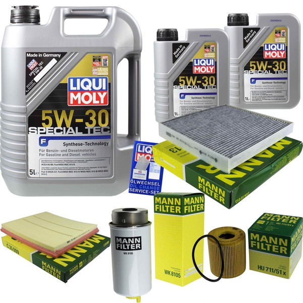 Mann Inspektionspaket 7L Liqui Moly Special Tec 5W-30 FüR Ford Transit Bus-image