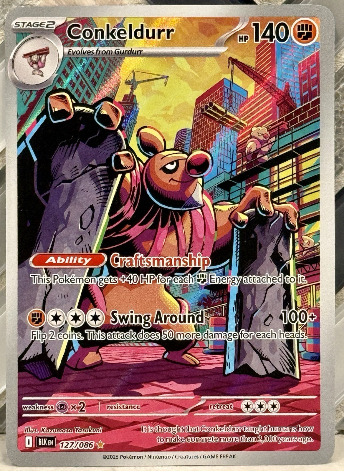 Pokemon TCG Conkeldurr Illustration Rare 127/086 SV: Black Bolt NM/M