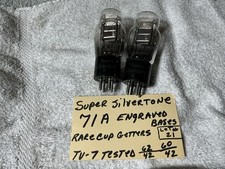 MATCHED Pair super silvertone 71A 171A ST VACUUM TUBES engraved TV-7 cup getters