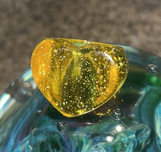 Inlay Heart Chunky Glitter Lucite Plastic Ring!!!