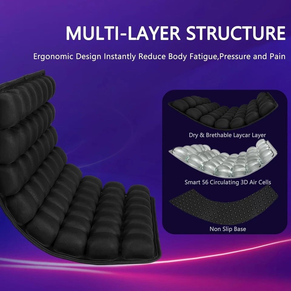 Almohadilla para silla inflable ergonómica portátil - Soporte de 275 lb para comodidad durante todo el día Foto 4 de 4