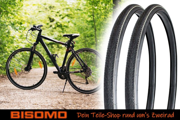 2X Fahrradreifen 28 X 1 5/8 X 1 3/8 Zoll 37-622 WeißE Linie Reifen City Touren-image