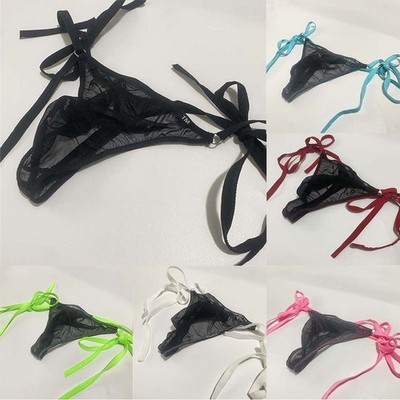 Herren Netz Spitze Unterwäsche Sexy T Back G Strings mit durchsichtigem Design