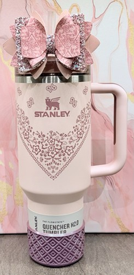 #ad Stanley 40 oz Quencher H2.0 FlowState Tumbler Mesa Rose Conch Floral Paisley $76.00