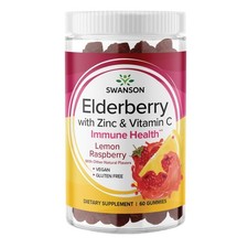 Swanson Elderberry Gummies with Zinc  Vitamin C-Lemon Raspberry 60 Gummies