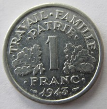 1943 France 1 Franc, KM #902.1