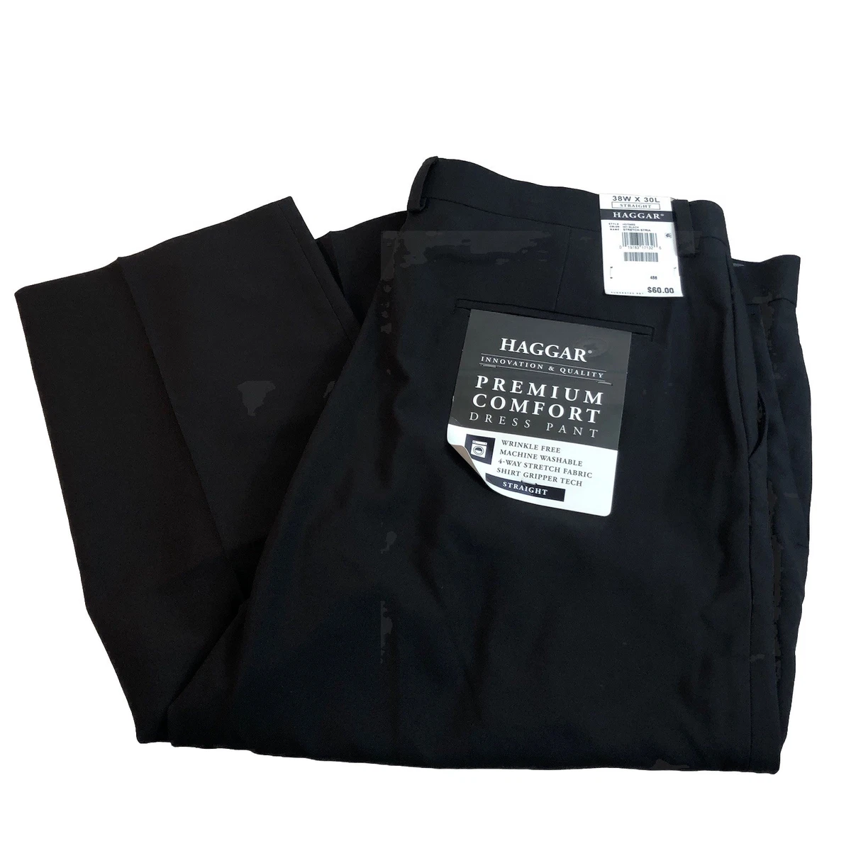 Pantalon noir à jambe droite, coupe galbée, petite, tissu responsable