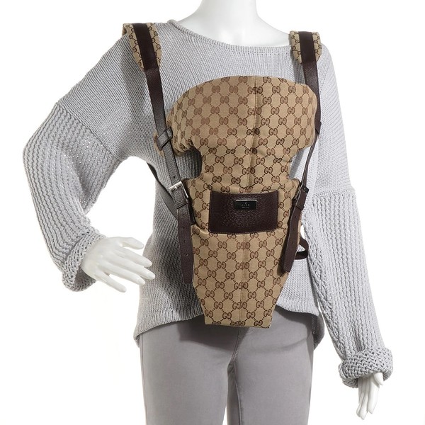 RAR Vintage GUCCI GG Monogram Babytrage Canvas Leder Tasche