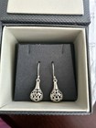 VINTAGE FILIGREE TEARDROP EARRINGS FRENCH WIRE OPEN METALWORK 1.25” LONG — photo 1