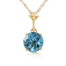 14K. SOLID GOLD NECKLACE WITH NATURAL BLUE TOPAZ Yellow Gold 