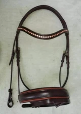 Premium Quality Leather English Horse Bridle With Rose Gold Crystal All Size