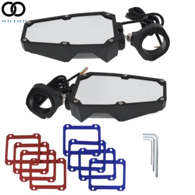 Rear View Side Mirrors For UTV Polaris RZR Fit 1.75''-2'' Roll Cage w/ LED Lights