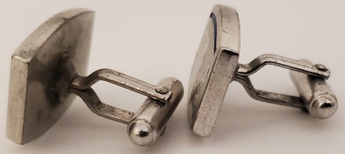 Vintage Unbranded Cufflinks Silver Tone Metal with a Etched Design Used (PP) - Picture 2 of 4