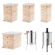 Langstroth Beehive Bee House 2/3/4/5 Box Kit & Honey Extractor Manual Electric
